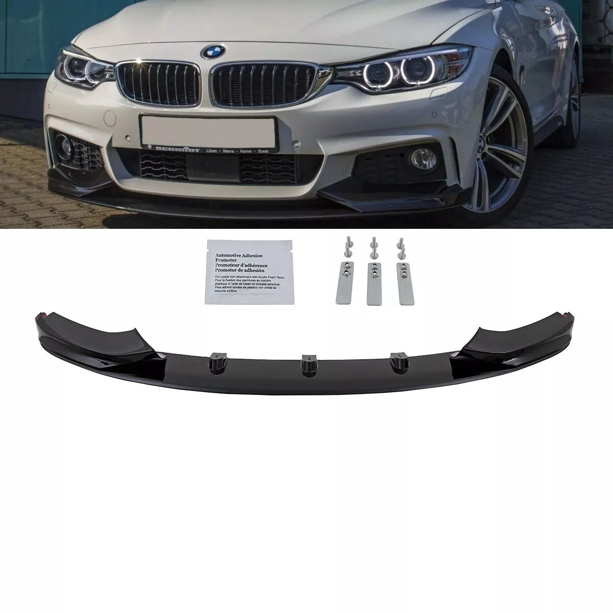 Spoiler anteriore Nero Lucido verniciato per BMW F32 F33 F36 M Sport