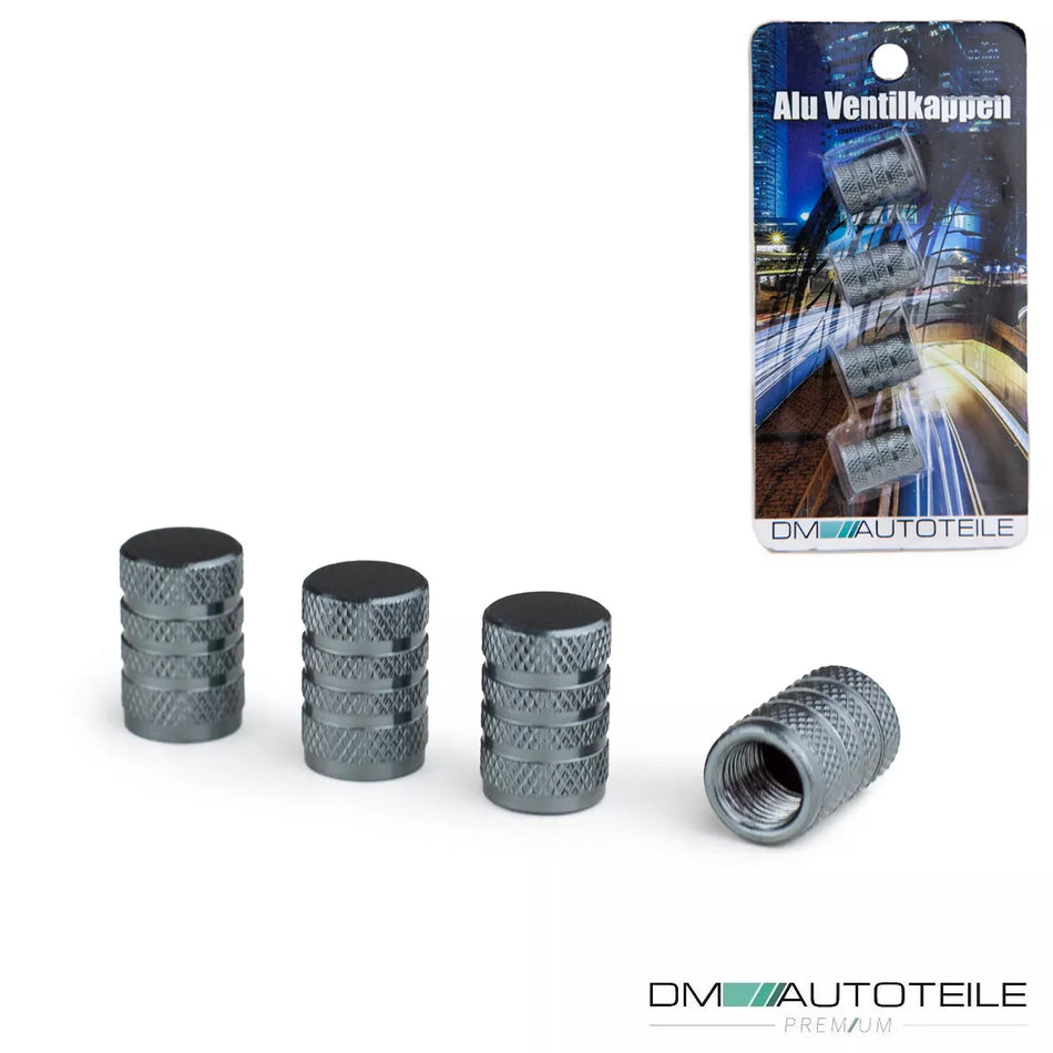 4 Tappi Valvole SET Grigio Anodizzato per Valvole Auto Bicicletta Moto Bike