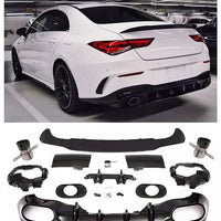 Diffusore + Terminali di Scarico 1x1 NERO per MERCEDES W118 C118 CLASSE CLA