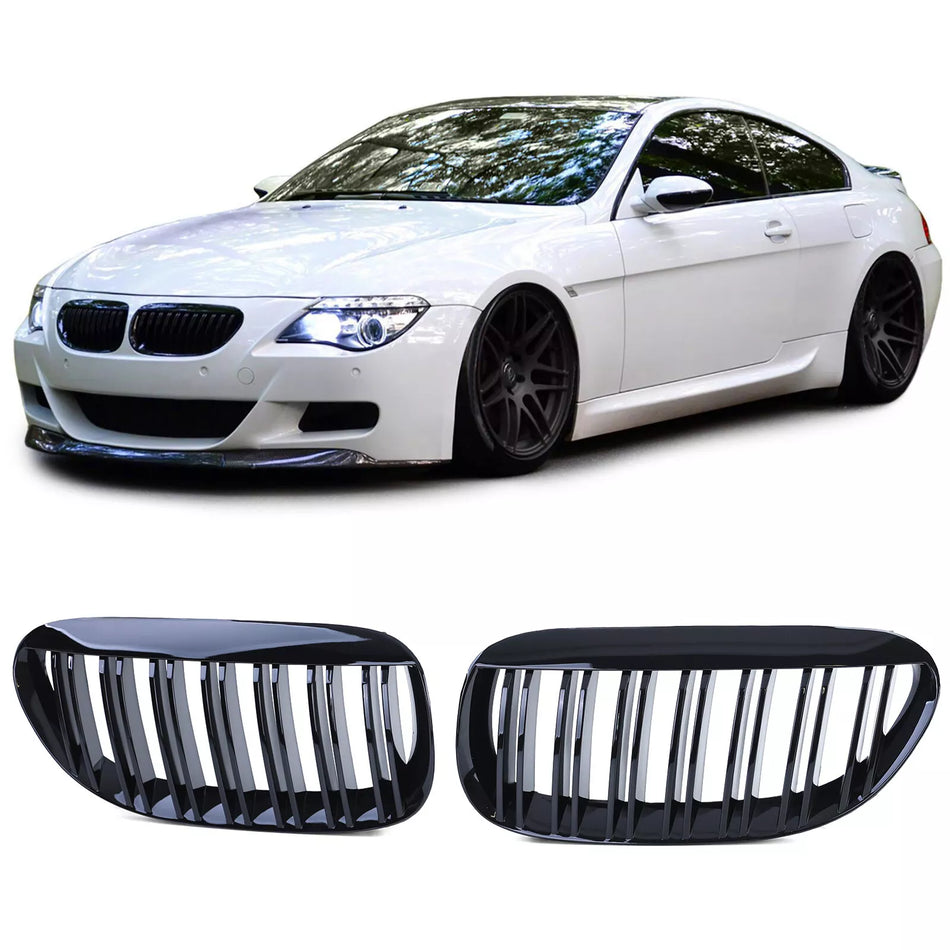 Griglia radiatore Sport doppia barra nera lucida adatta per BMW Serie 6 E63 E64