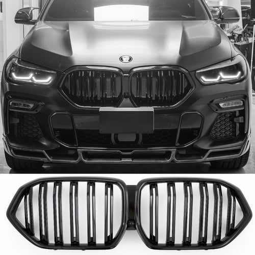 per BMW X6 G06 GRIGLIA RADIATORE DOPPIA BARRA LUCIDA NERO