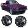 Coppia fari vetro trasparente nero fumo H4 per VW Caddy I 82-92 + Jetta I 79-84
