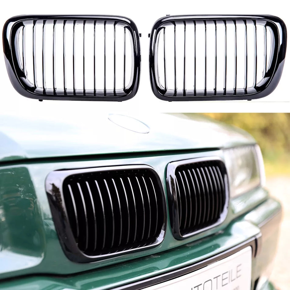 Griglia set Nero Lucido barra singola per BMW Serie 3 E36 lifting 1996