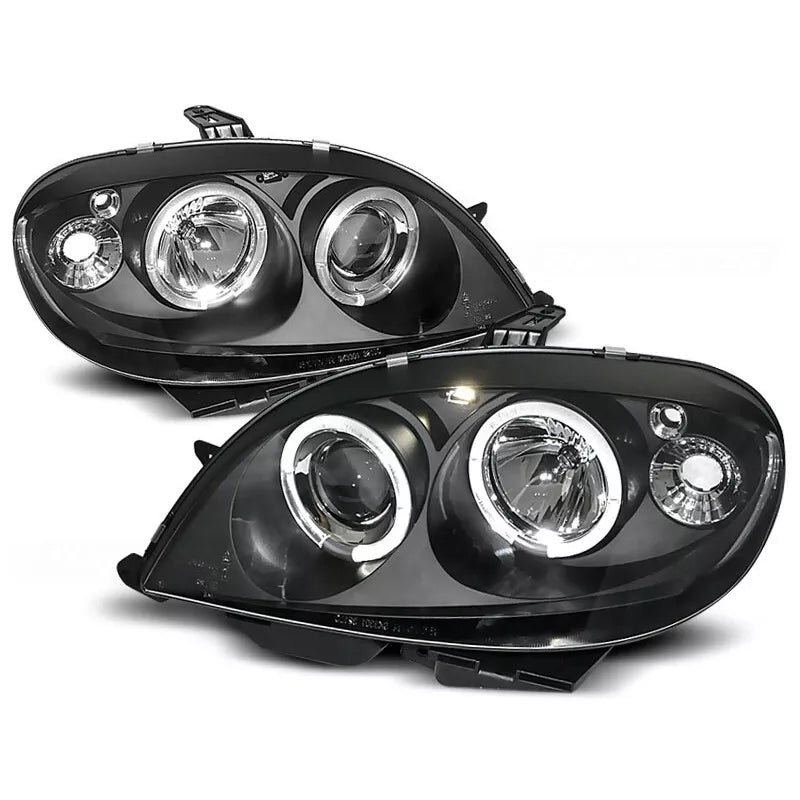 Fari Angel Eyes LED Nero per Citroen Saxo 1999 al 2003