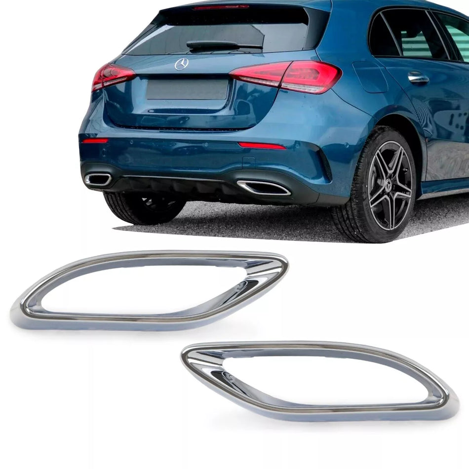 SET MASCHERINE SCARICO SportIVE CROMATE per Mercedes Classe A W177 AMG-Line