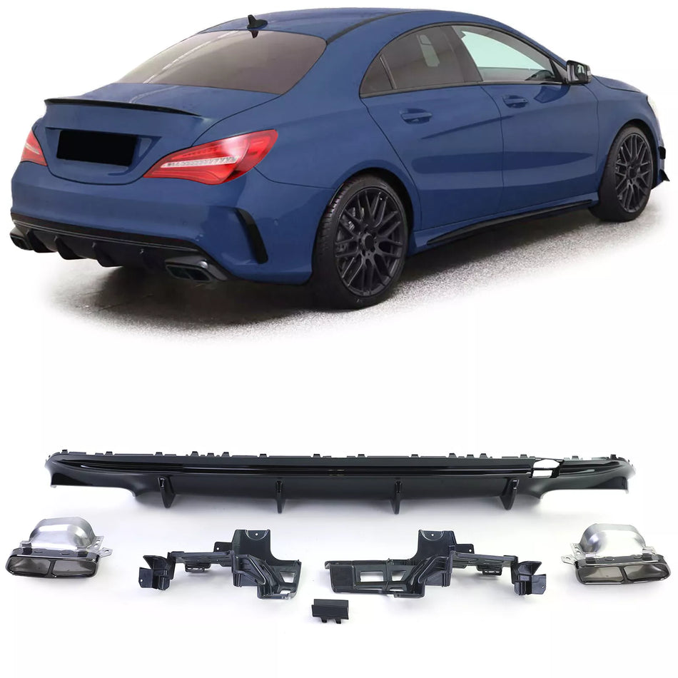 Diffusore Posteriore Sport Nero Terminali Nero per Mercedes CLA C117 16-19