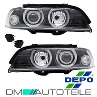 Fari Xenon Angel Eyes neri per BMW E39 00-03 lifting + 2xmotore