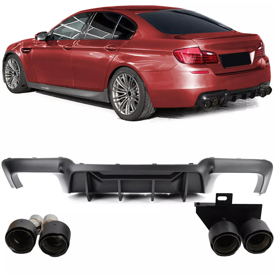 Diffusore posteriore + terminali carbonio, per BMW F10 F11 520 523 525 528 530