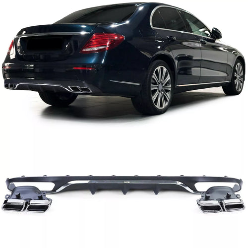 Diffusore posteriore + terminali cromati per Mercedes Classe E W213 senza AMG
