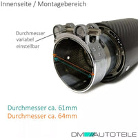 4 pannelli di scarico 90 mm terminali carbonio Lucido per modelli BMW