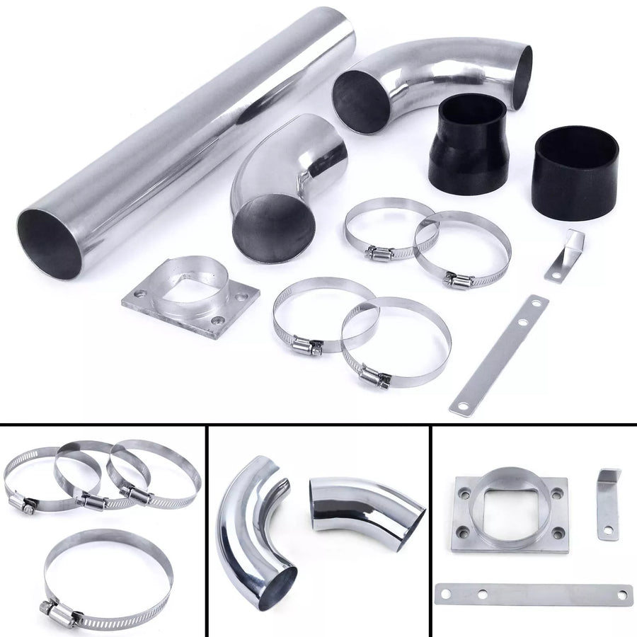 Kit tubi aspirazione power alluminio lucido universale per filtro aria sportivo