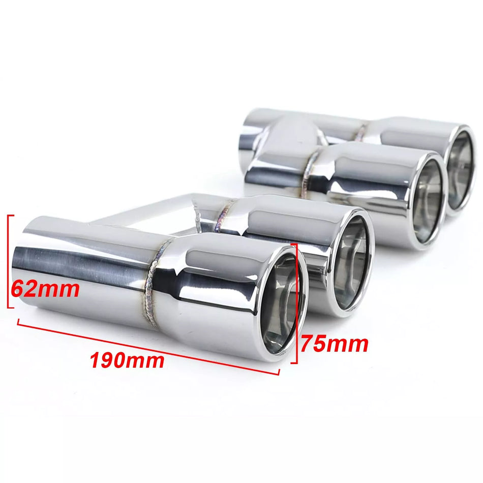 terminali Sportivi 76mm Doppio Tubo Acciaio Inox per Audi A4 B8 Berlina 07-15