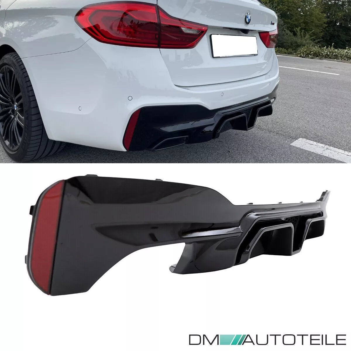 Evo diffusore posteriore Nero Lucido + luce LED Race per BMW G30 G31 M non CS – vista 3