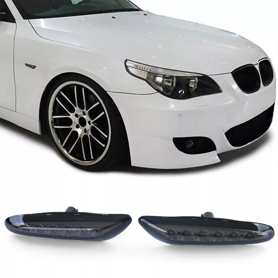 Frecce laterali LED nero coppia fumo adatti BMW Serie 5 E60 E61 X1 E84 X3 E83