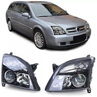 Kit fari in vetro trasparente nero adatti per Opel Vectra C + Signum 2002-2005