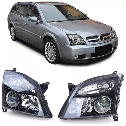 Kit fari in vetro trasparente nero adatti per Opel Vectra C + Signum 2002-2005