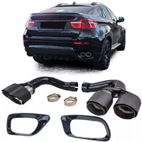 terminali doppio tubo carbonio adatti per BMW X6 E71 08-14 Diesel 30d 40d