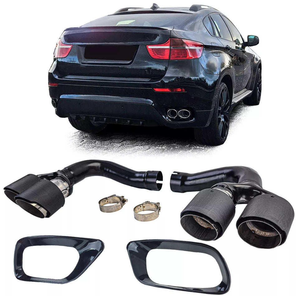terminali doppio tubo carbonio adatti per BMW X6 E71 08-14 Diesel 30d 40d