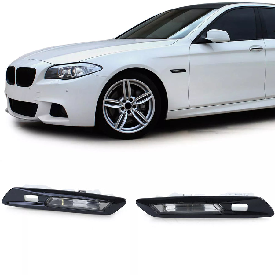 Frecce laterali LED vetro trasparente nero fumo per BMW Serie 5 F10 F11 10-13