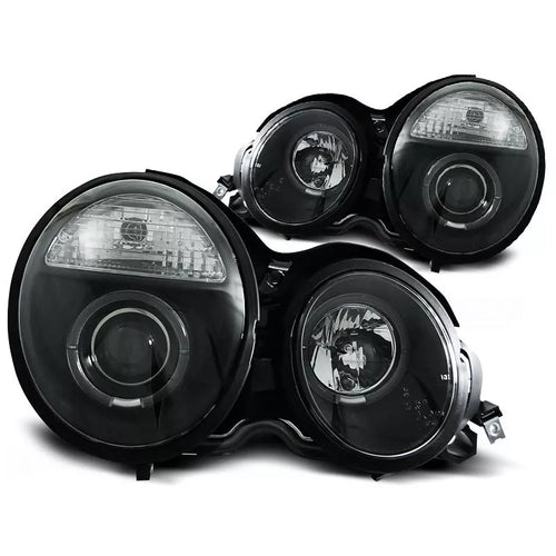 Fari Angel Eyes LED Nero per Mercedes Benz E W210 95-99