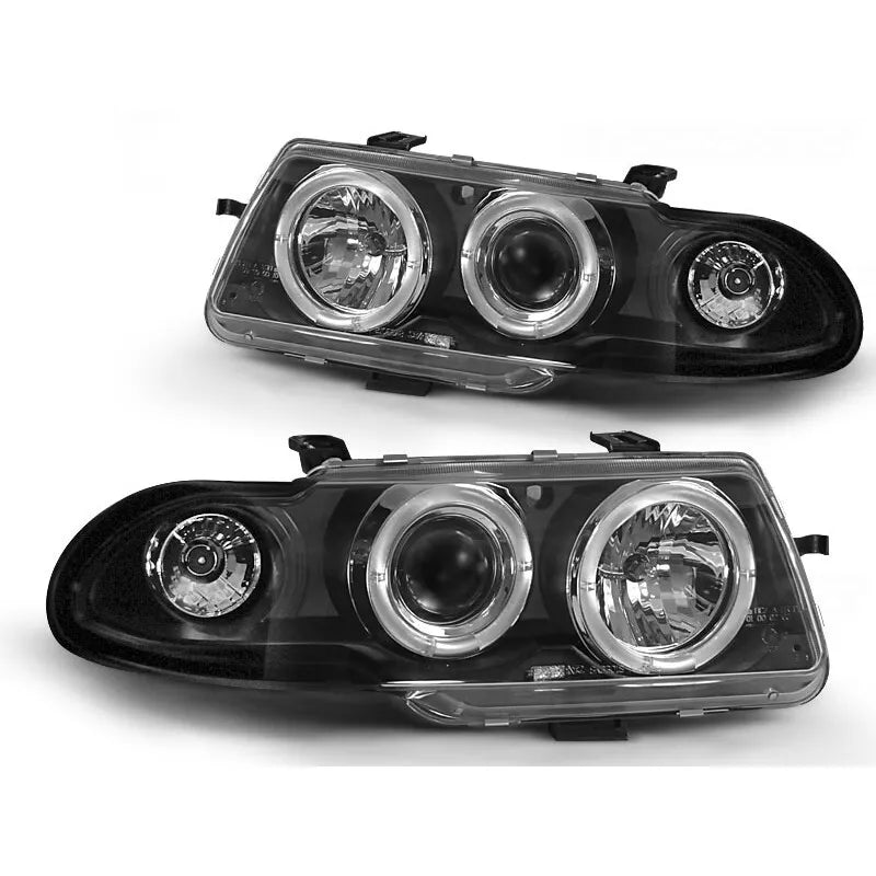 Fari Angel Eyes LED Nero per Opel Astra F 1994 al 1997