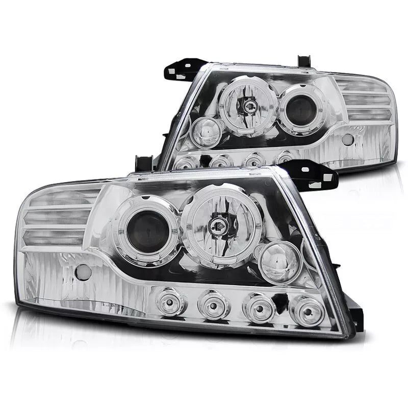 Fari Angel Eyes LED cromati per Mitsubishi Pajero V60 2000-2006