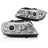 Fari allo xeno LED Angel Eyes per BMW Serie 3 E90/E91 2005-2008 cromo