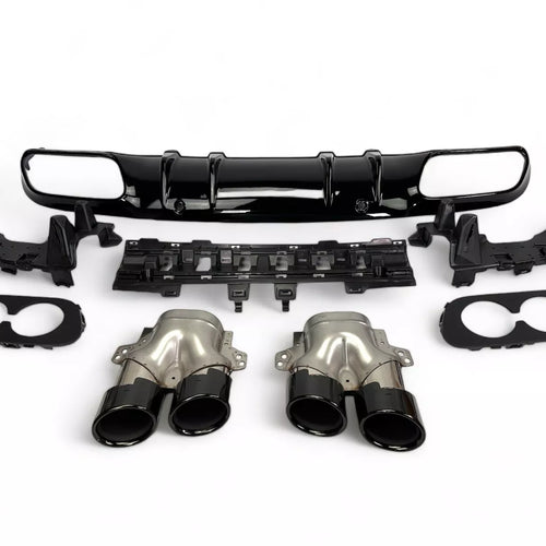Diffusore + Terminali di Scarico (NERO) per Mercedes C205 A205