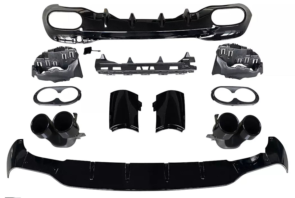 Diffusore + Terminali di Scarico 2x2 NERO per MERCEDES W118 C118 CLASSE CLA