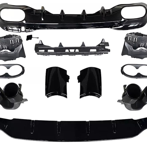 Diffusore + Terminali di Scarico 2x2 NERO per MERCEDES W118 C118 CLASSE CLA