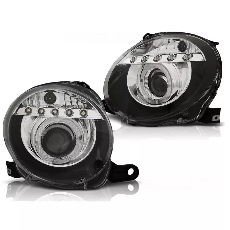 Fari luce diurna a led per Fiat 500 2007-2015 in Nero