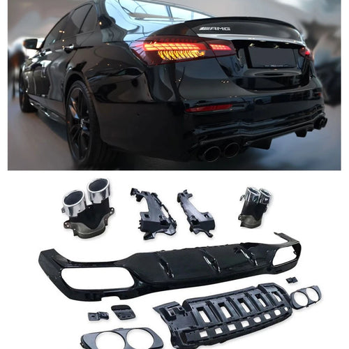 Diffusore + Terminali di Scarico (CROMO) per MERCEDES CASSA ELETTRICA W213 MOPF