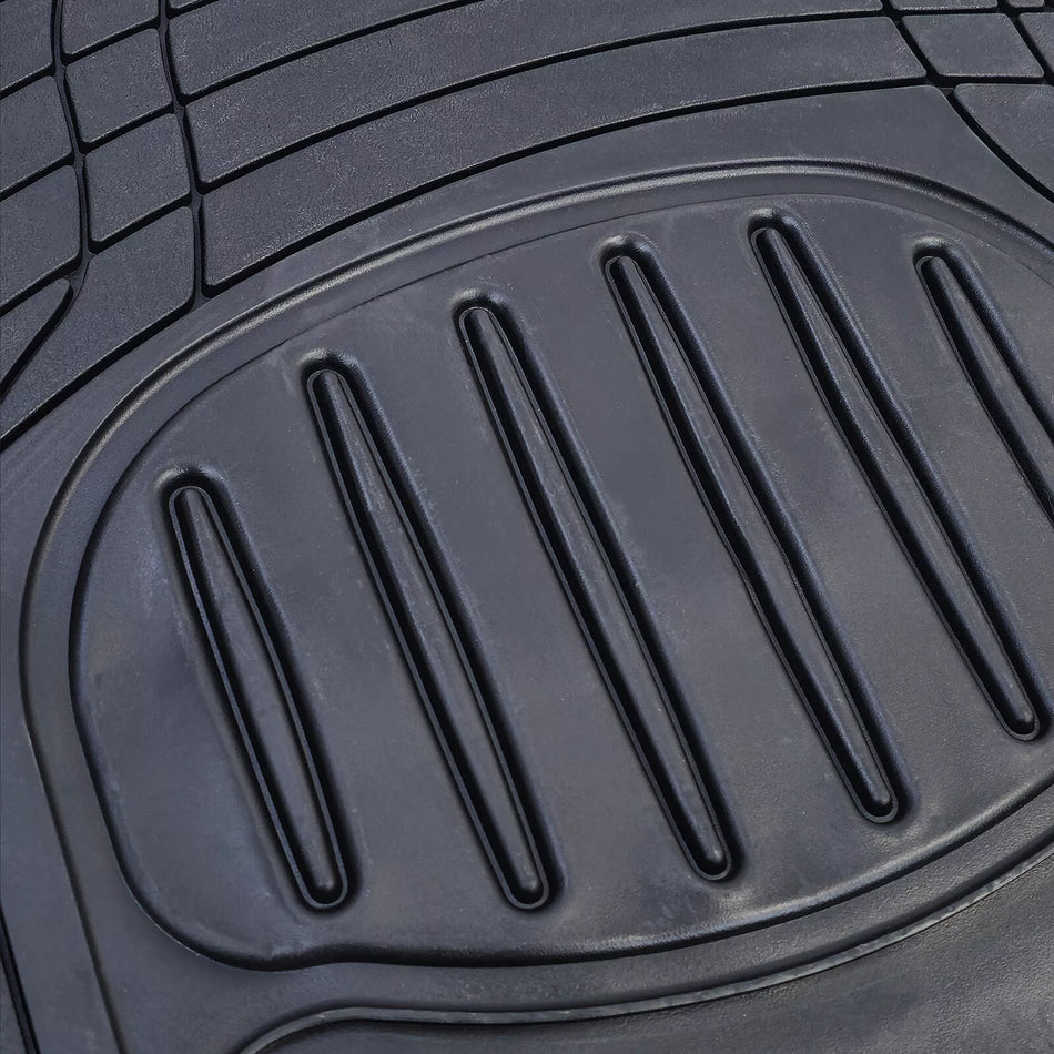 Set Tappetini in Gomma Nero Ritagliabili Universali, per Auto e Furgoni
