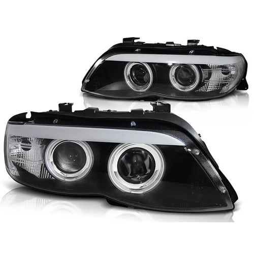 Fari XENO Angel Eyes LED Nero per BMW X5 E53 2003-2006