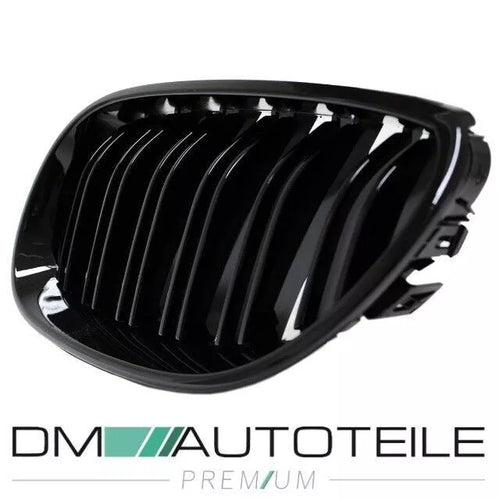 Set Griglia a doppia barra nera lucida per BMW Serie 5 E60 E61 anche M M5