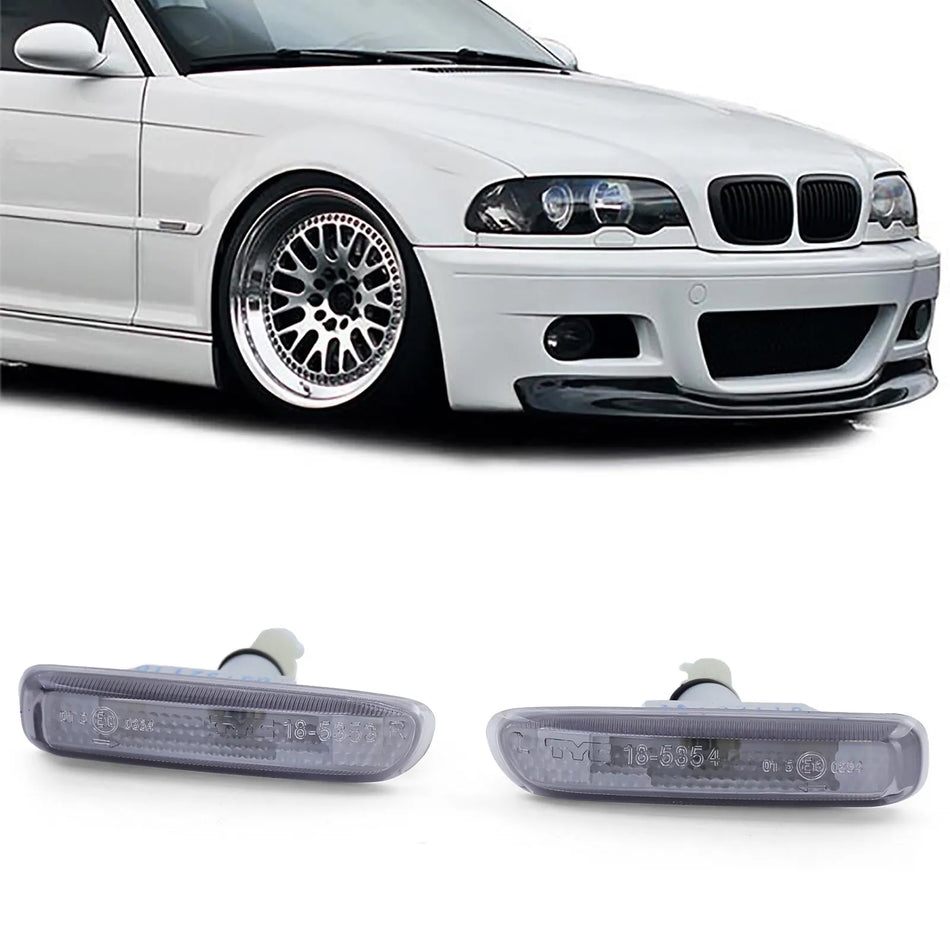 Frecce laterali nere fumè adatte per BMW Serie 3 E46 prefacelift