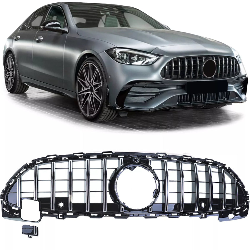 Griglia radiatore sportiva nera cromata per Mercedes Classe C W206 S206 dal 21