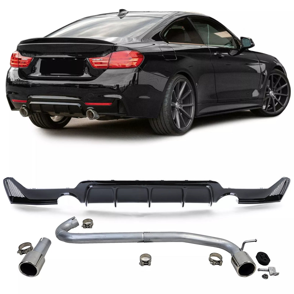 Diffusore posteriore lucido + terminale look 440 per BMW F32 F33 F36 425 428 430