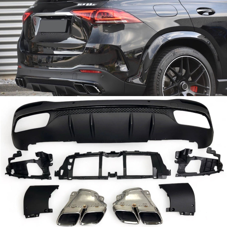 Diffusore + Terminali di Scarico 2X2 (CROMO) per MERCEDES W167 GLE SUV