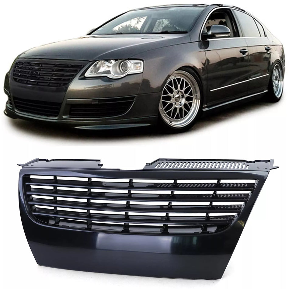 Griglia radiatore sportiva griglia senza emblema nera per VW Passat B6 3C 05-08