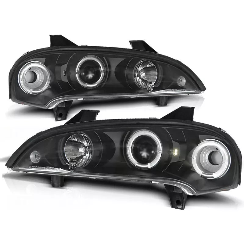 Fari Angel Eyes LED Nero per Opel Tigra A 1994 - 2000
