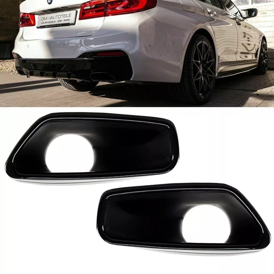 SET MASCHERINE SCARICO TRAPEZIO Nero per BMW Serie 5 G30 G31 solo M 520-540