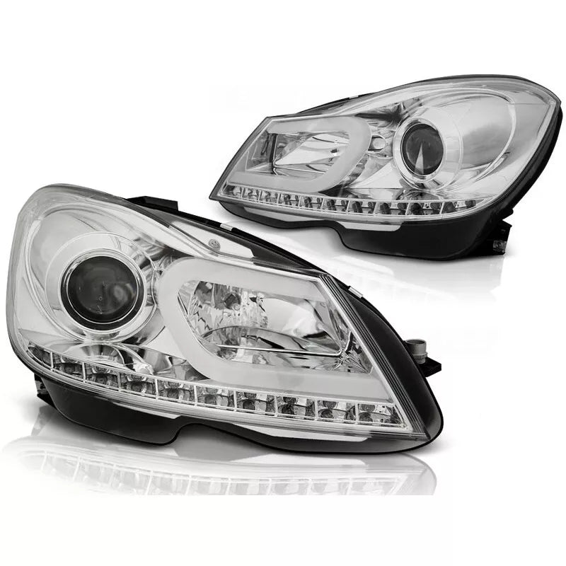 Fari LED Luce diurna per Mercedes Classe C W204 2007 Cromo