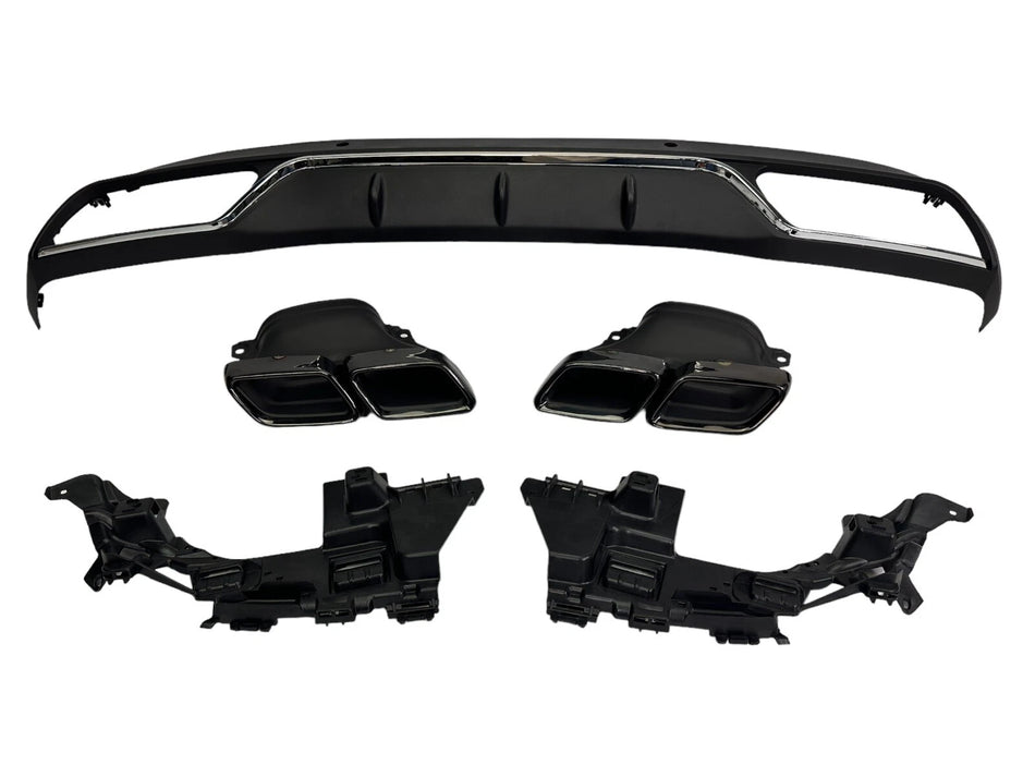 Diffusore + Terminali di Scarico 2x2 NERO per MERCEDES W205 di Serie