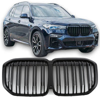 per BMW X7 G07 GRIGLIA RADIATORE DOPPIA BARRA LUCIDA NERO pre-LCI