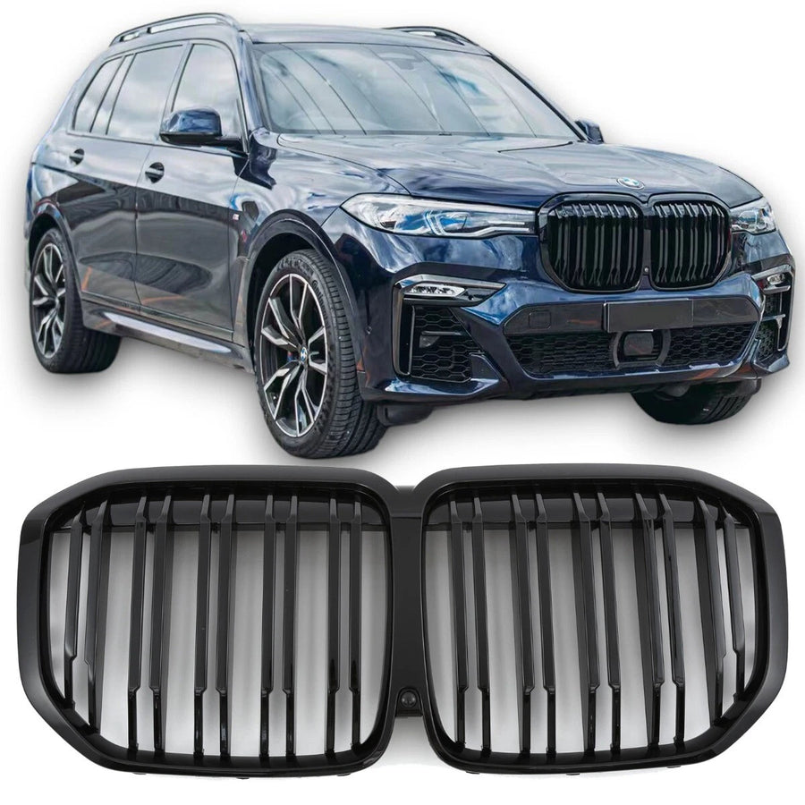 per BMW X7 G07 GRIGLIA RADIATORE DOPPIA BARRA LUCIDA NERO pre-LCI