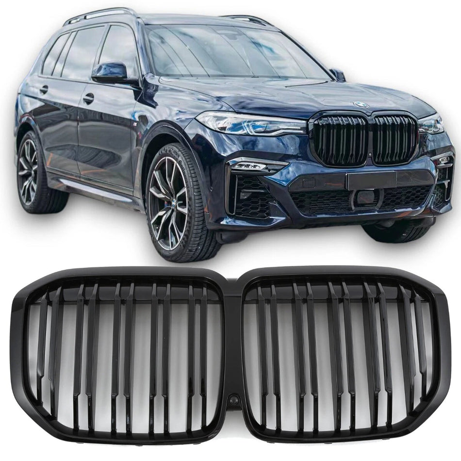per BMW X7 G07 GRIGLIA RADIATORE DOPPIA BARRA LUCIDA NERO pre-LCI