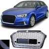 Griglia Sport a nido d'ape nera lucida argento per Audi A3 8V 16-20 senza ACC