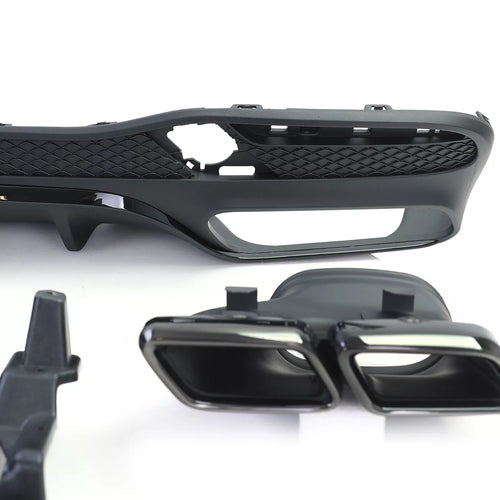 Diffusore Posteriore Sport + Doppi Terminali Neri, per Mercedes GLE W166 15-18