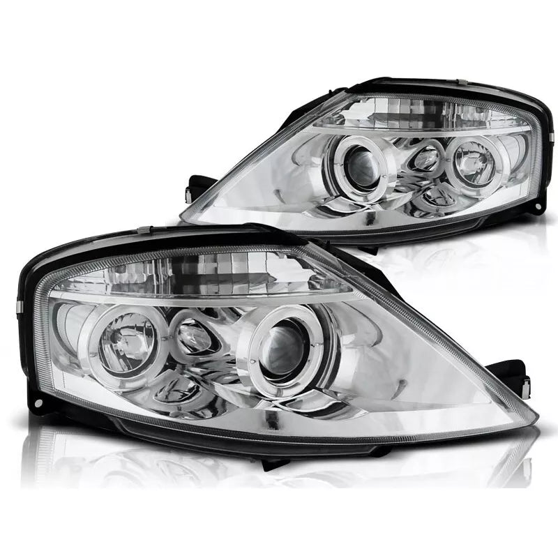 Fari Angel Eyes led cromato per Citroen C3 2002 al 2009
